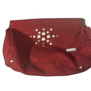 NWOT Miche Red Studded Wristlet Clutch feet magnetic closure new cute silver